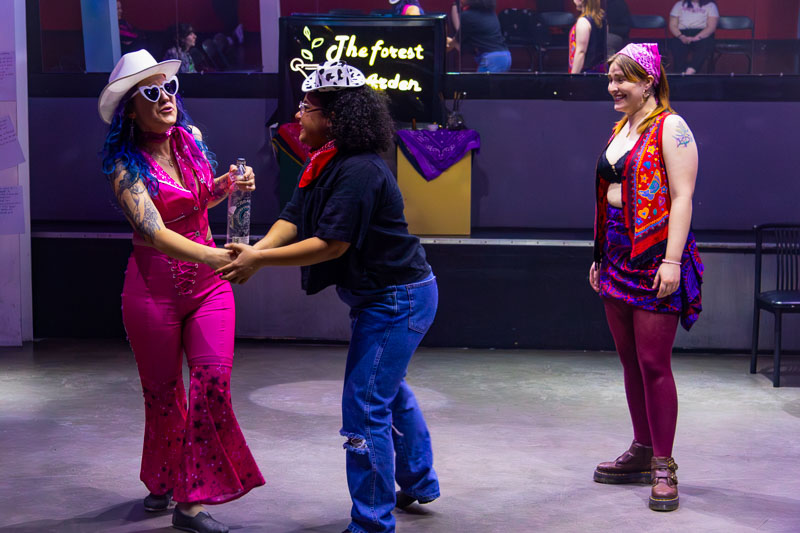 Performers on stage during production at Play bar with 3 Witches Shakespeare in Louisville Kentucky